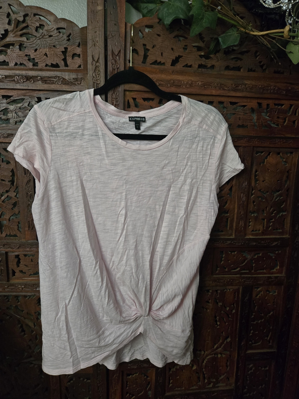 Express Women's Light Pink Twist Front Tee